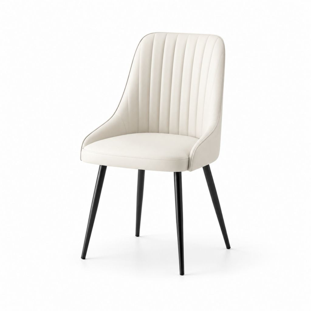 Chaise de salle à manger crème en cuir synthétique PU avec pieds en acier 55 x 60 x 86 cm