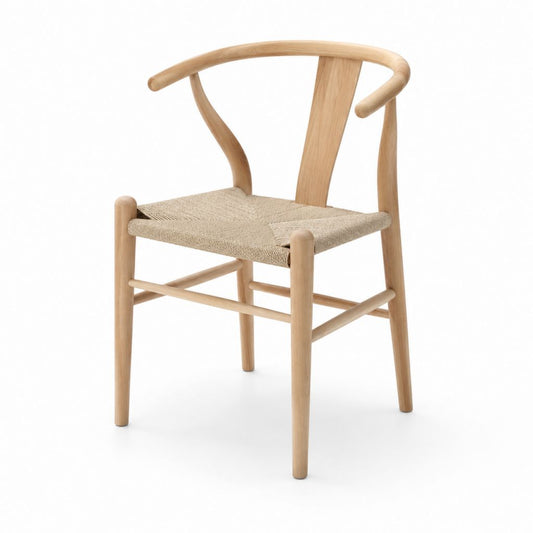 Chaise de salle à manger en hêtre massif naturel avec assise tressée en corde de papier 55 x 51 x 76 cm