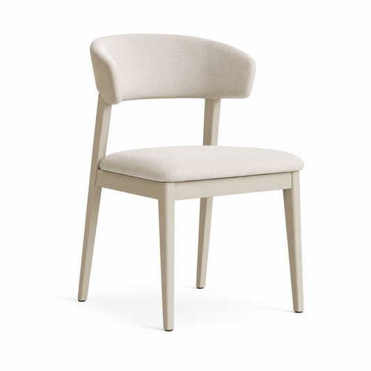 Chaise de salle à manger crème en hêtre massif et polyester 52 x 56 x 78 cm