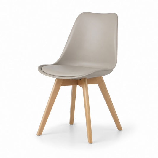 Chaise de salle à manger gris clair en polypropylène et PU avec pieds en hêtre 49 x 54 x 82 cm