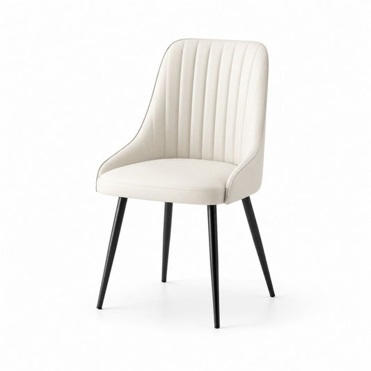 Chaise de salle à manger crème en cuir synthétique PU avec pieds en acier 55 x 60 x 86 cm